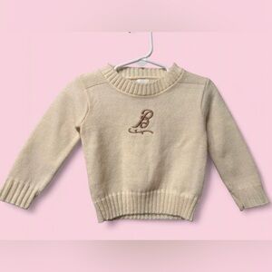 Vintage Cream Knit Toddler Sweater Size 2T Initial B Monogram Classic